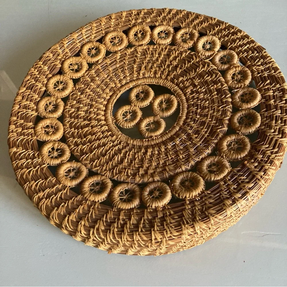 Unique Vintage Woven Basket Tray